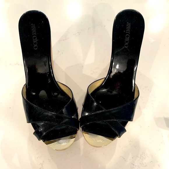 Jimmy Choo Black Patent Leather Wedge (FIRM)